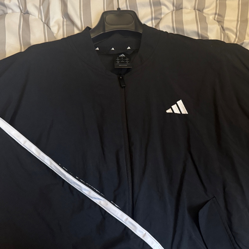 Adidas Black and White Zip-Up Jacket